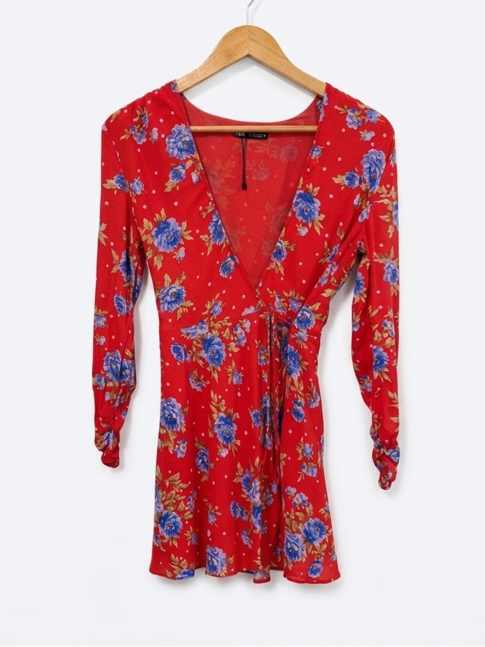 Zara Women’s Wrap Red Floral Dress Size Small